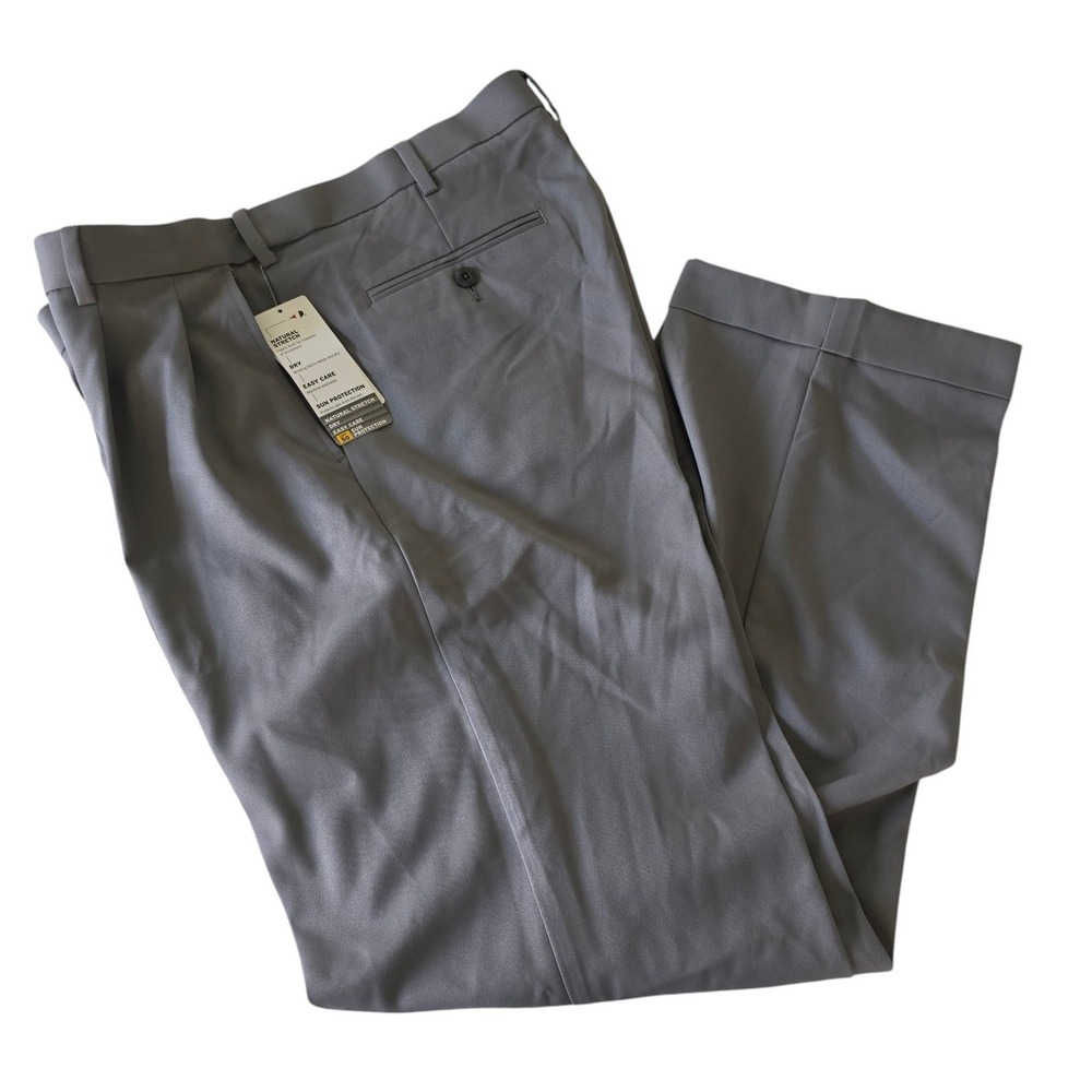Grand Slam Mens Golf Pants‎ Grey Pleated Expandable Waist Cuffed 36x32